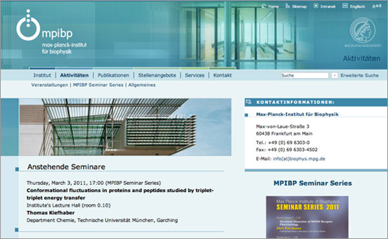 Homepage für das Max-Planck-Institut für Biophysik